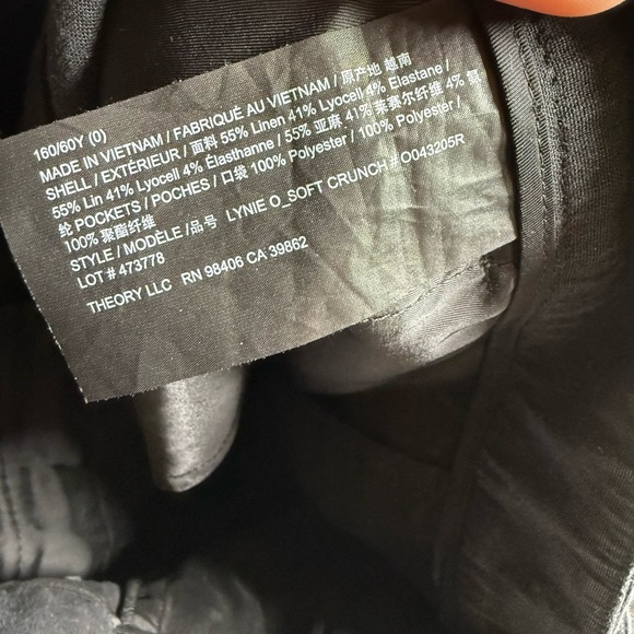 Theory Black Linen Blend Shorts Size 0 in excellent condition - Picture 5 of 5